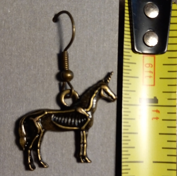 Handcrafted Goth,Skeleton Unicorn Earrings - Picture 2 of 3